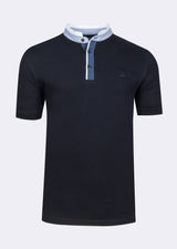 Navy Grandad Collar T-shirt