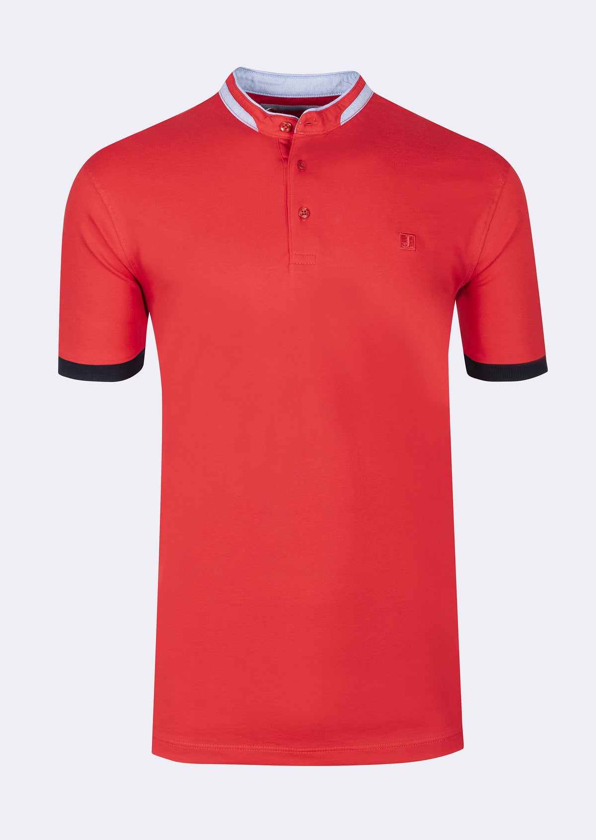 Red Grandad Collar T-shirt
