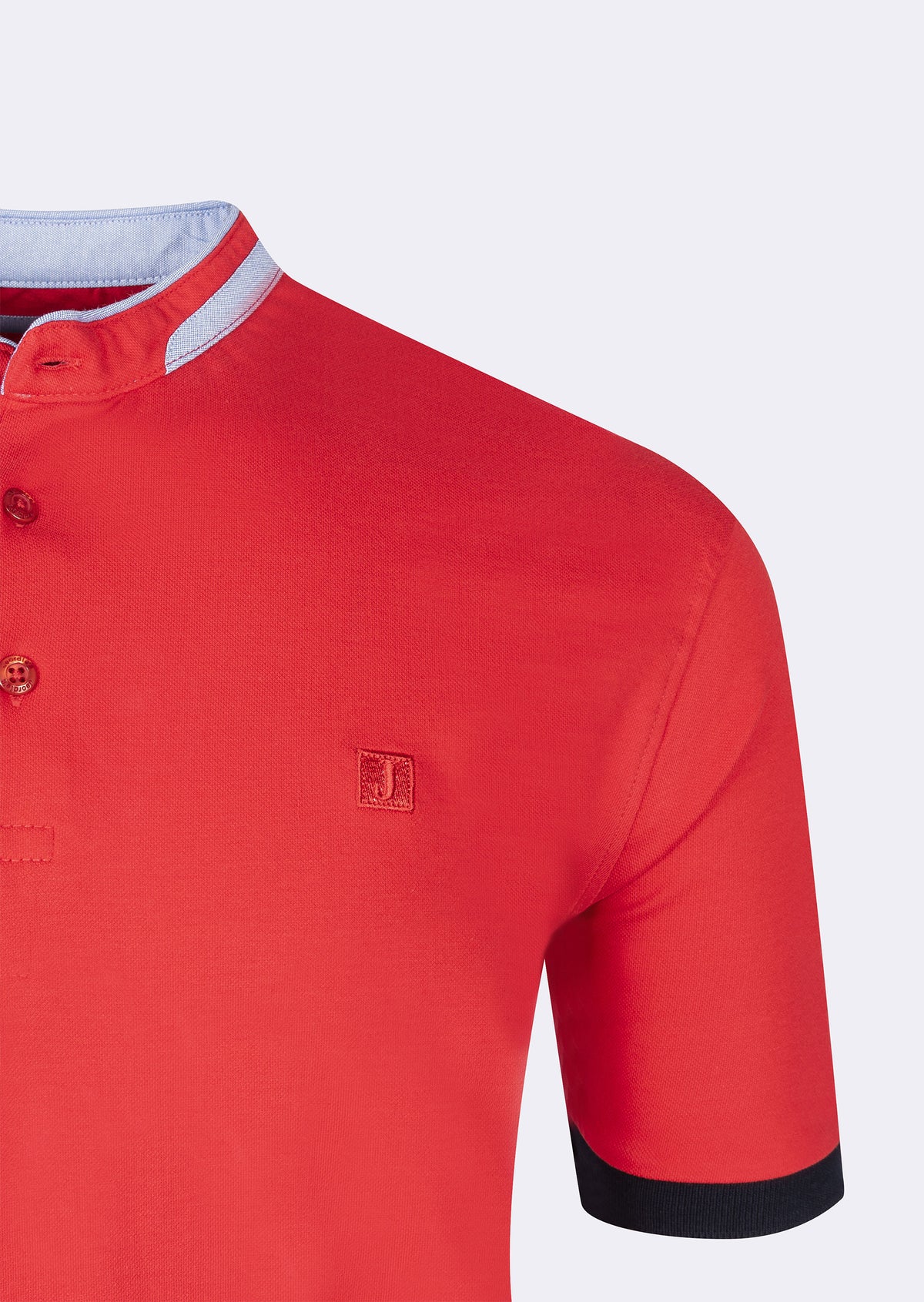 Red Grandad Collar T-shirt
