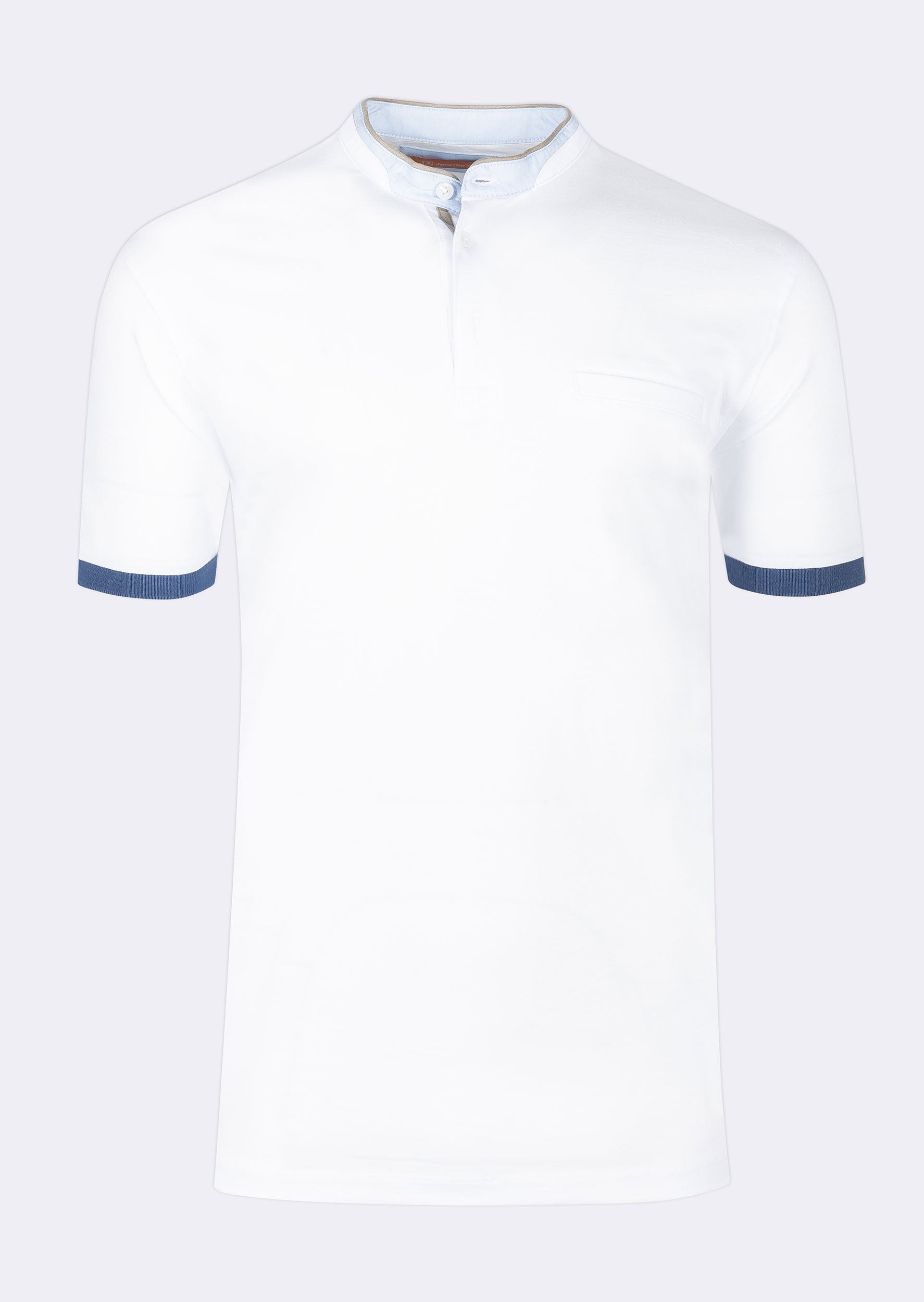 White Grandad Collar T-shirt