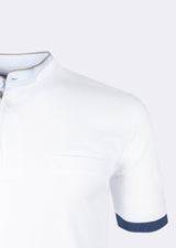 White Grandad Collar T-shirt