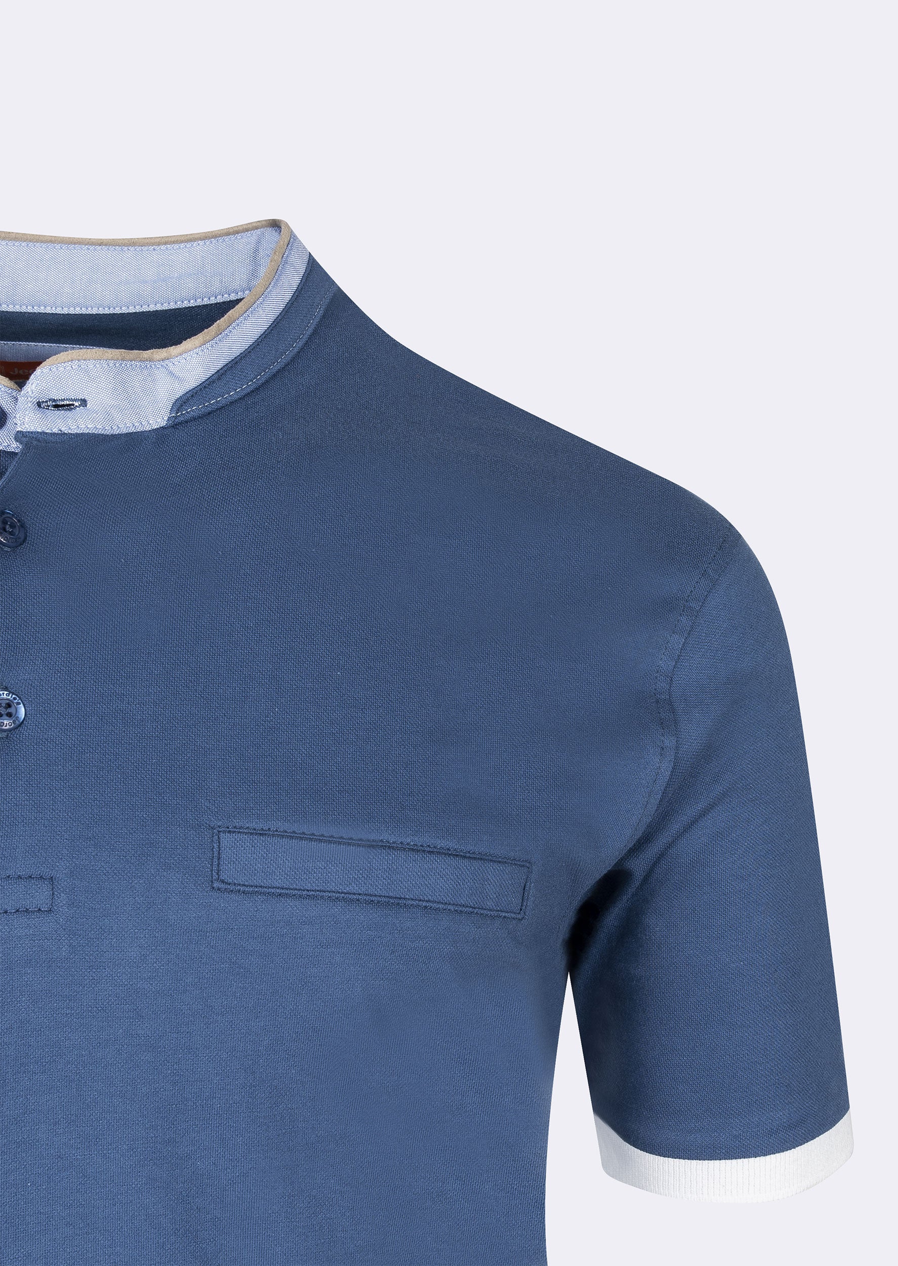 Indigo Grandad Collar T-shirt
