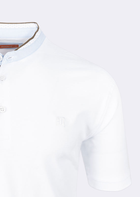 White Grandad Collar T-shirt
