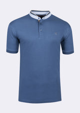 Indigo Grandad Collar T-shirt