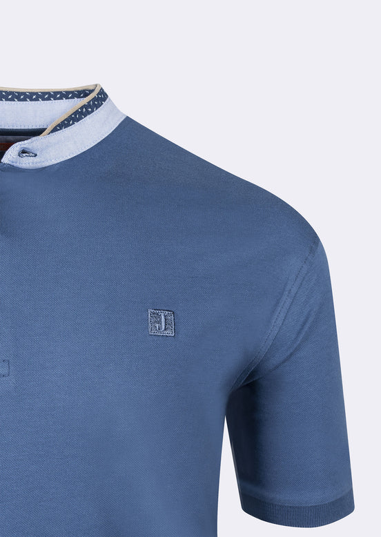 Indigo Grandad Collar T-shirt