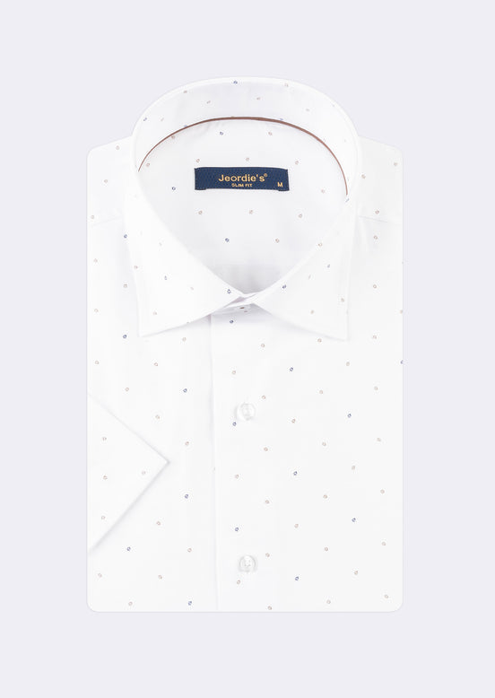 White - Brown Short Sleeve Shirt