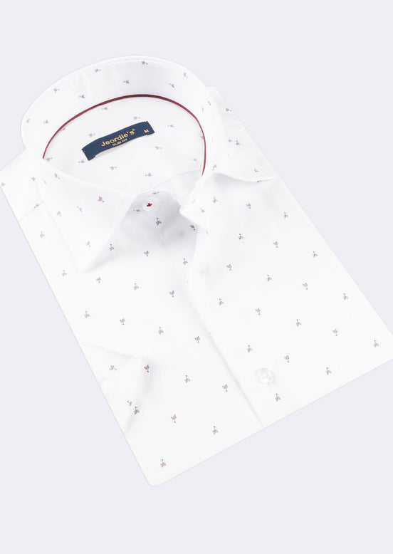 White - Burgundy Short Sleeve Shirt