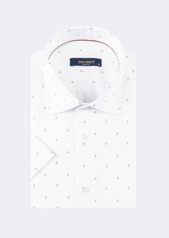 White - Brown Short Sleeve Shirt