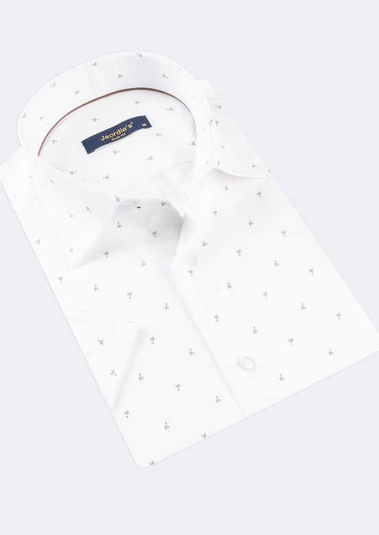 White - Brown Short Sleeve Shirt