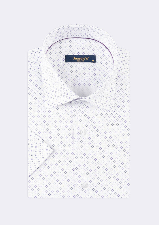 White - Purple Short Sleeve Shirt