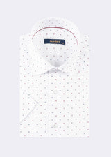 White - Burgundy Short Sleeve Shirt