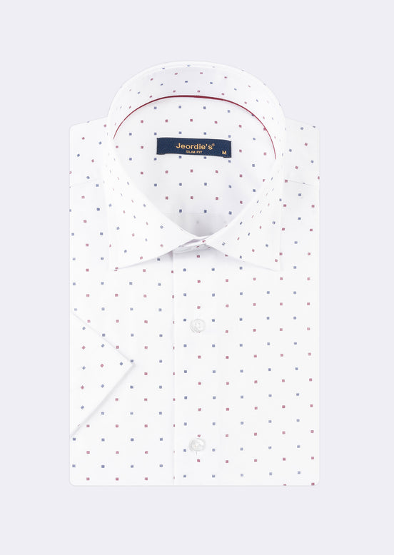 White - Burgundy Short Sleeve Shirt