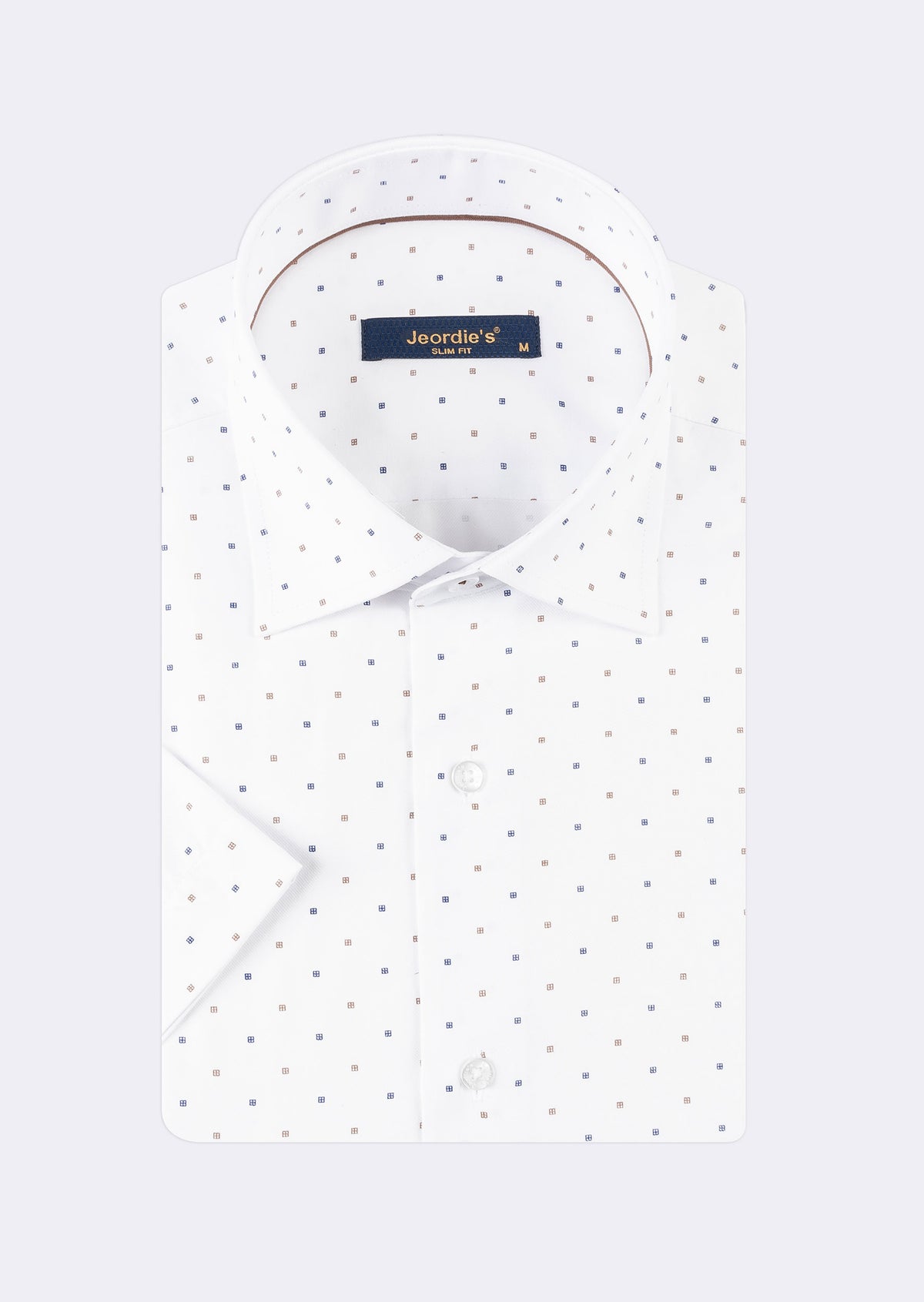 White - Brown Short Sleeve Shirt