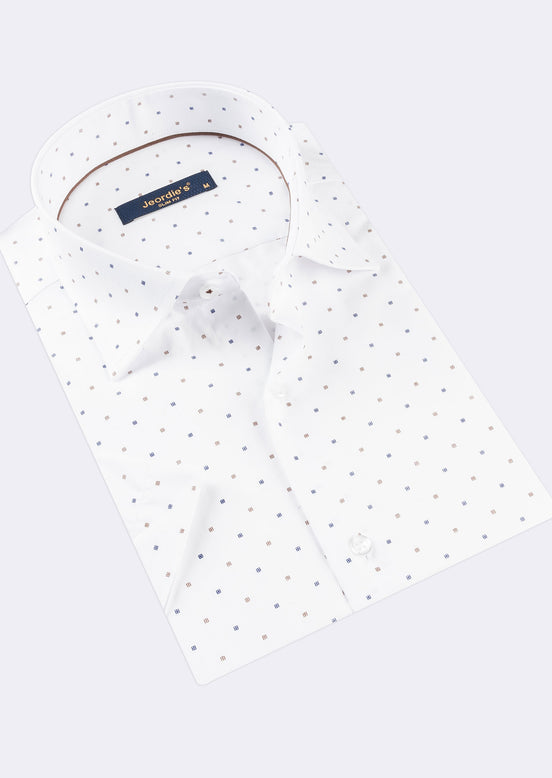 White - Brown Short Sleeve Shirt