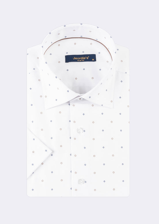 White - Brown Short Sleeve Shirt