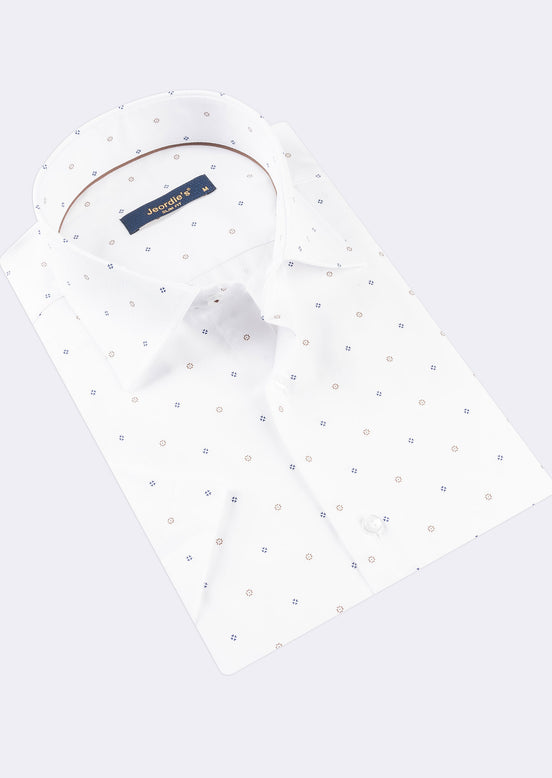 White - Brown Short Sleeve Shirt