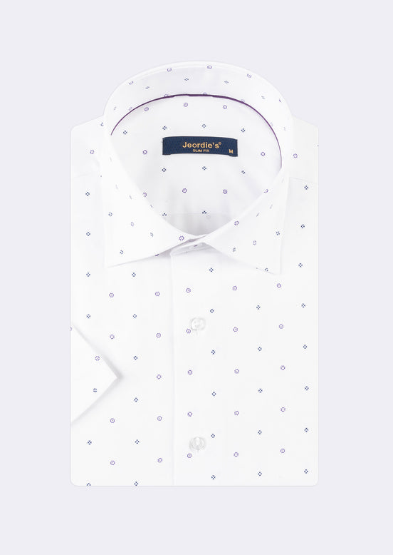White - Purple Short Sleeve Shirt