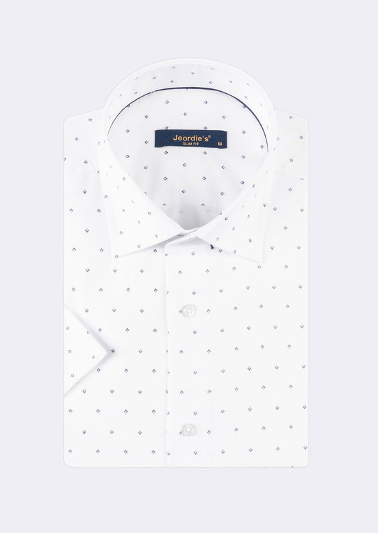White - Navy Short Sleeve Shirt