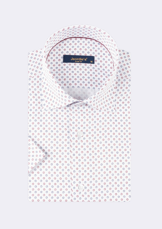 White - Burgundy Short Sleeve Shirt