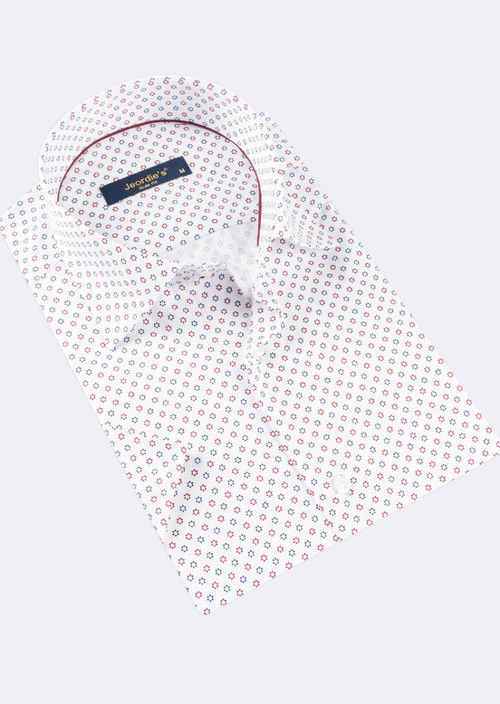 White - Burgundy Short Sleeve Shirt