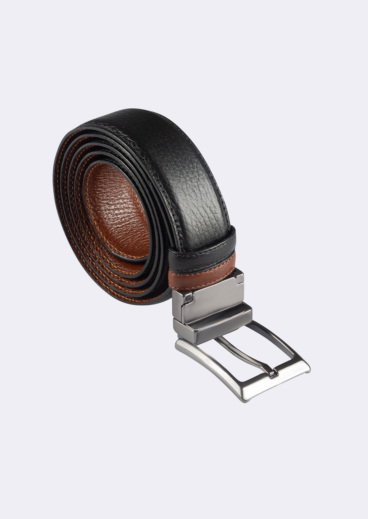 Black - Medium Brown Leather Belt