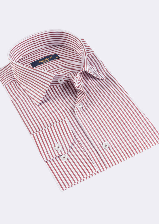 Burgundy - White Long Sleeve Shirt