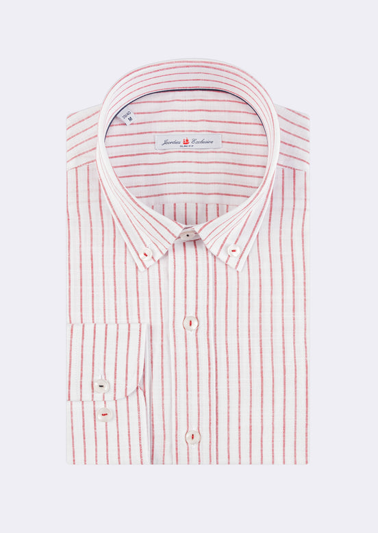 White - Burgundy Long Sleeve Shirt