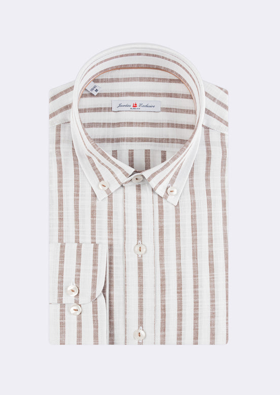 White - Brown Long Sleeve Shirt