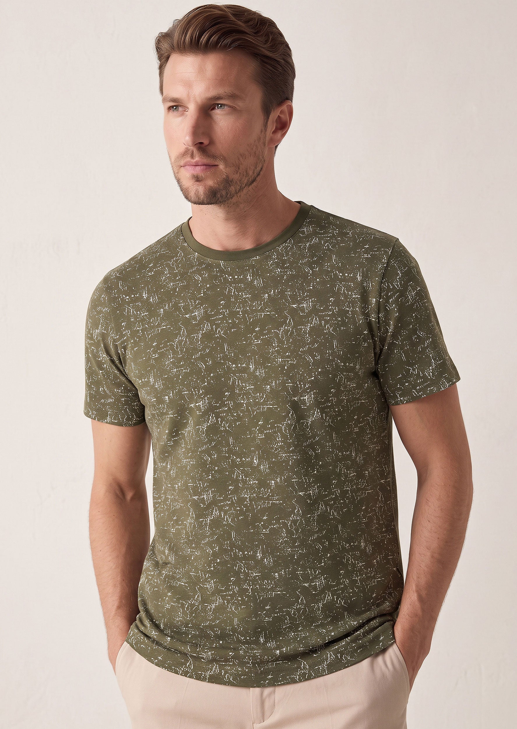 Khaki Crew Neck T-shirt