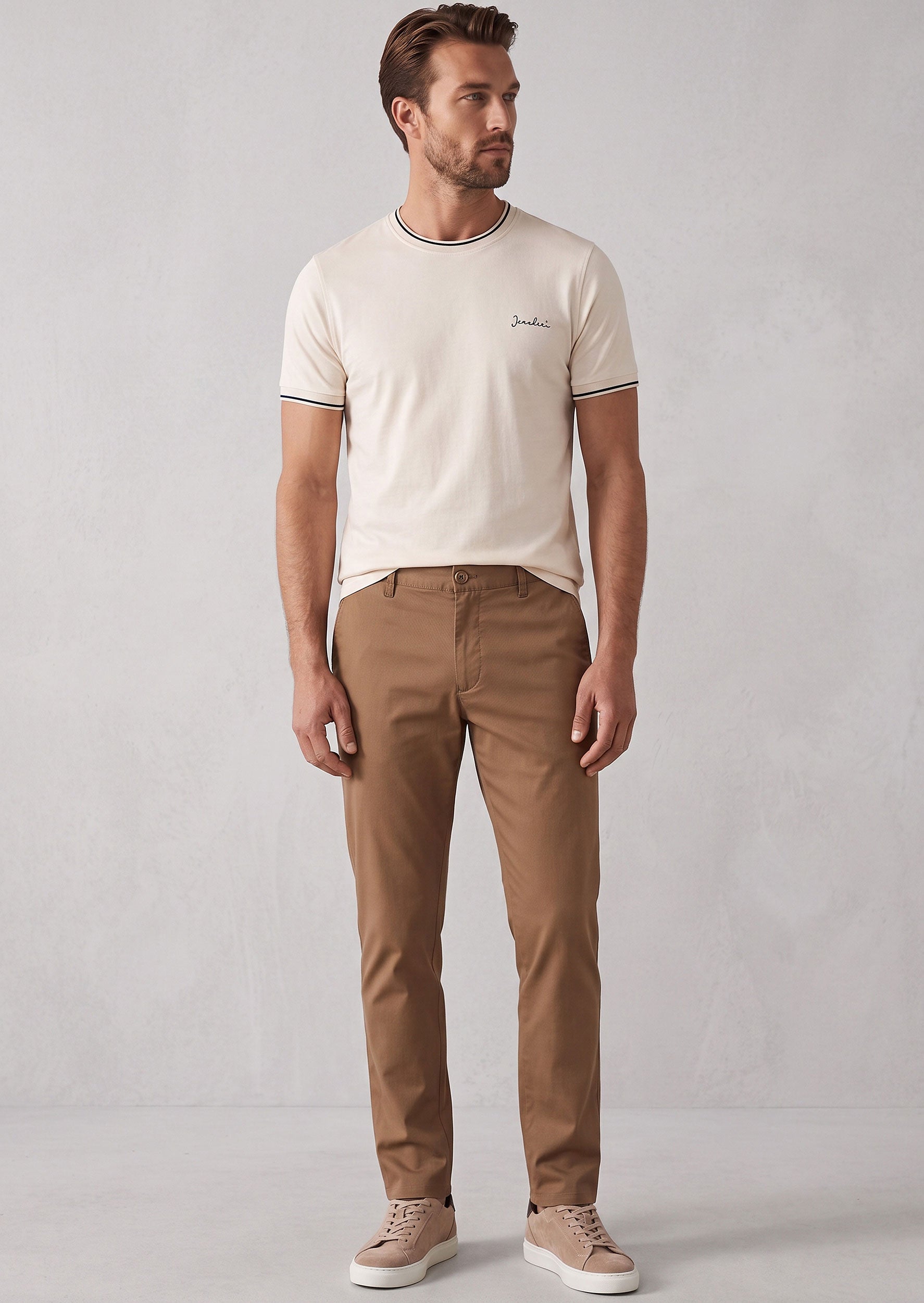 Light Beige Crew Neck T-shirt
