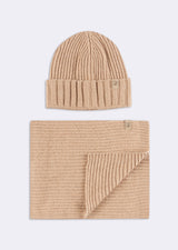 Beige Scarf & Beanie Set