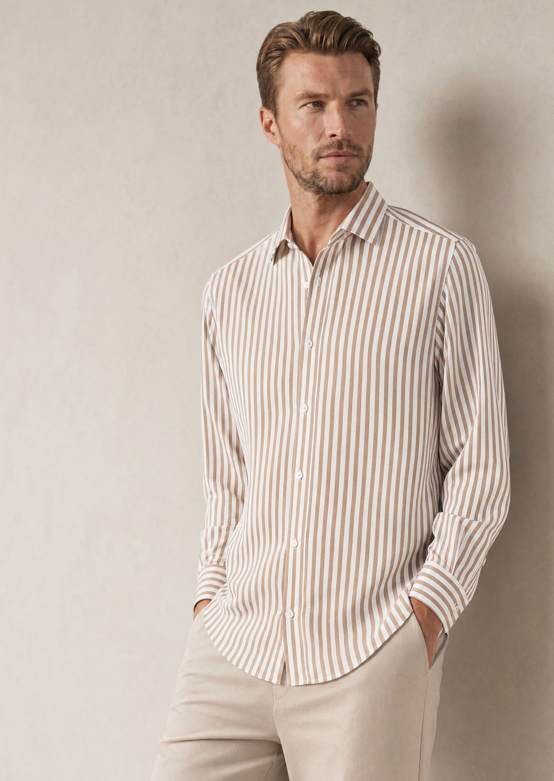 White - Brown Long Sleeve Shirt