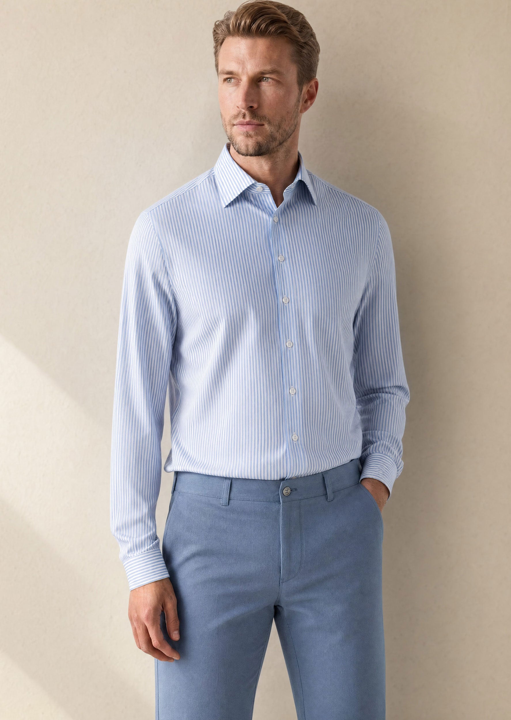 White - Blue Long Sleeve Shirt