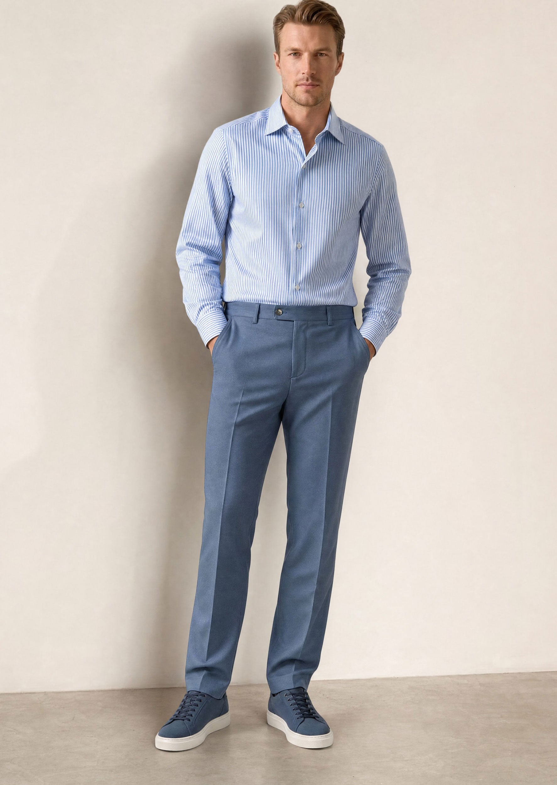 White - Blue Long Sleeve Shirt