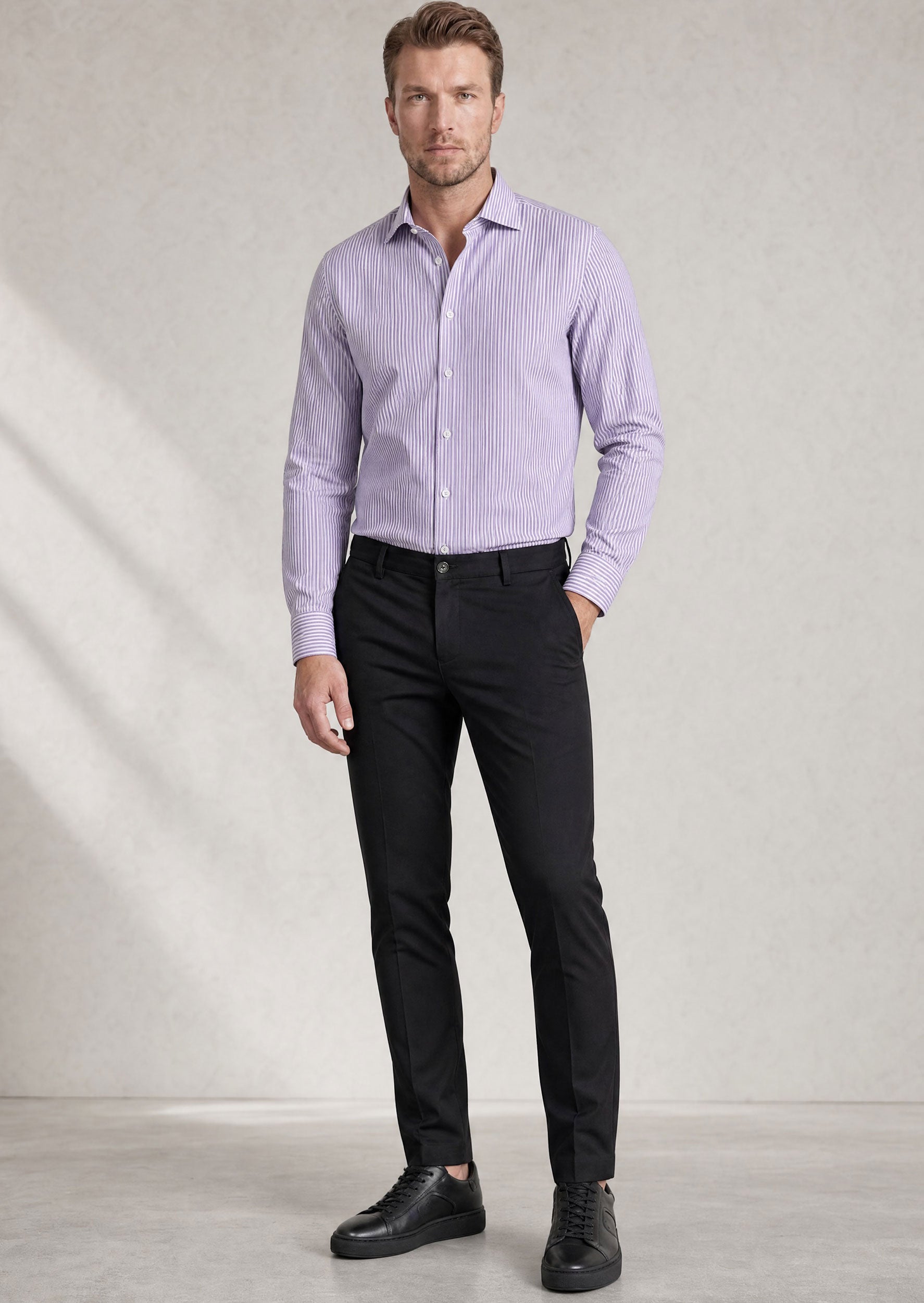 White - Purple Long Sleeve Shirt