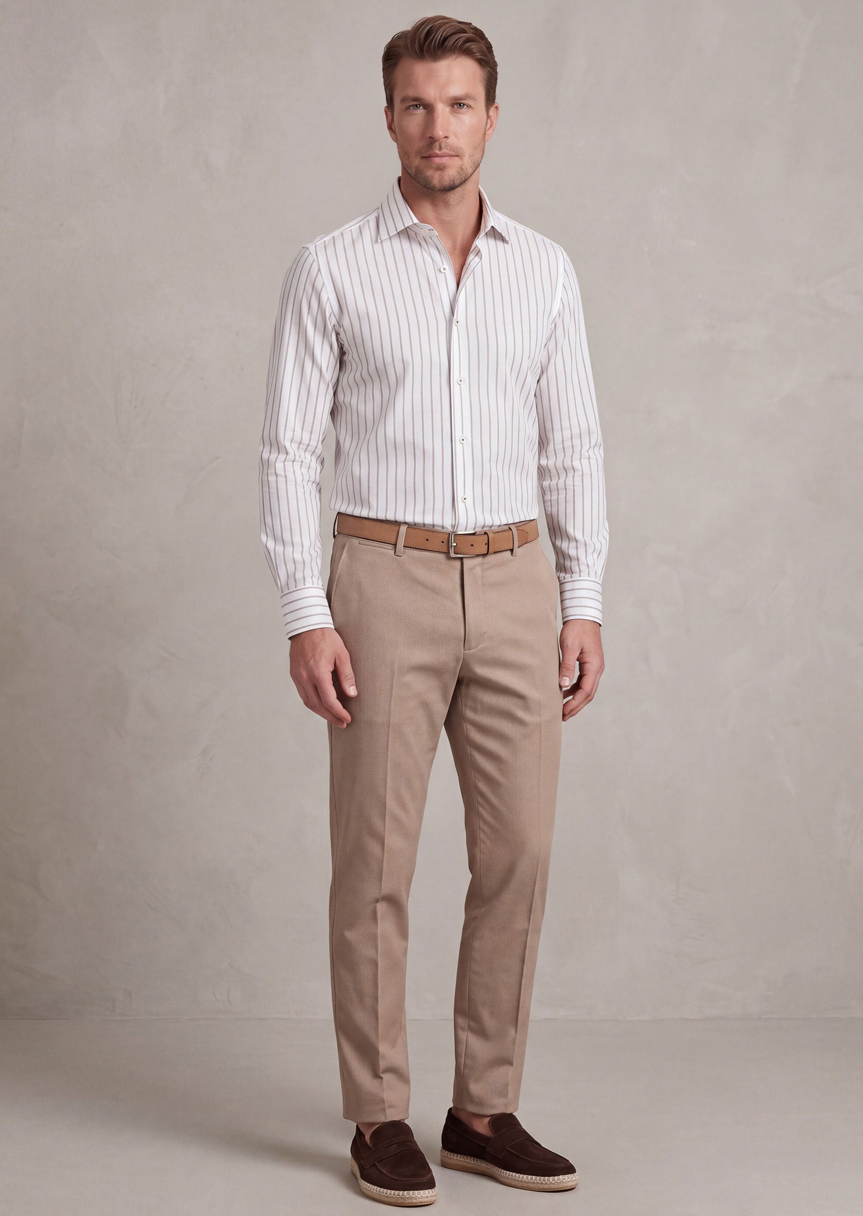 White - Beige Long Sleeve Shirt