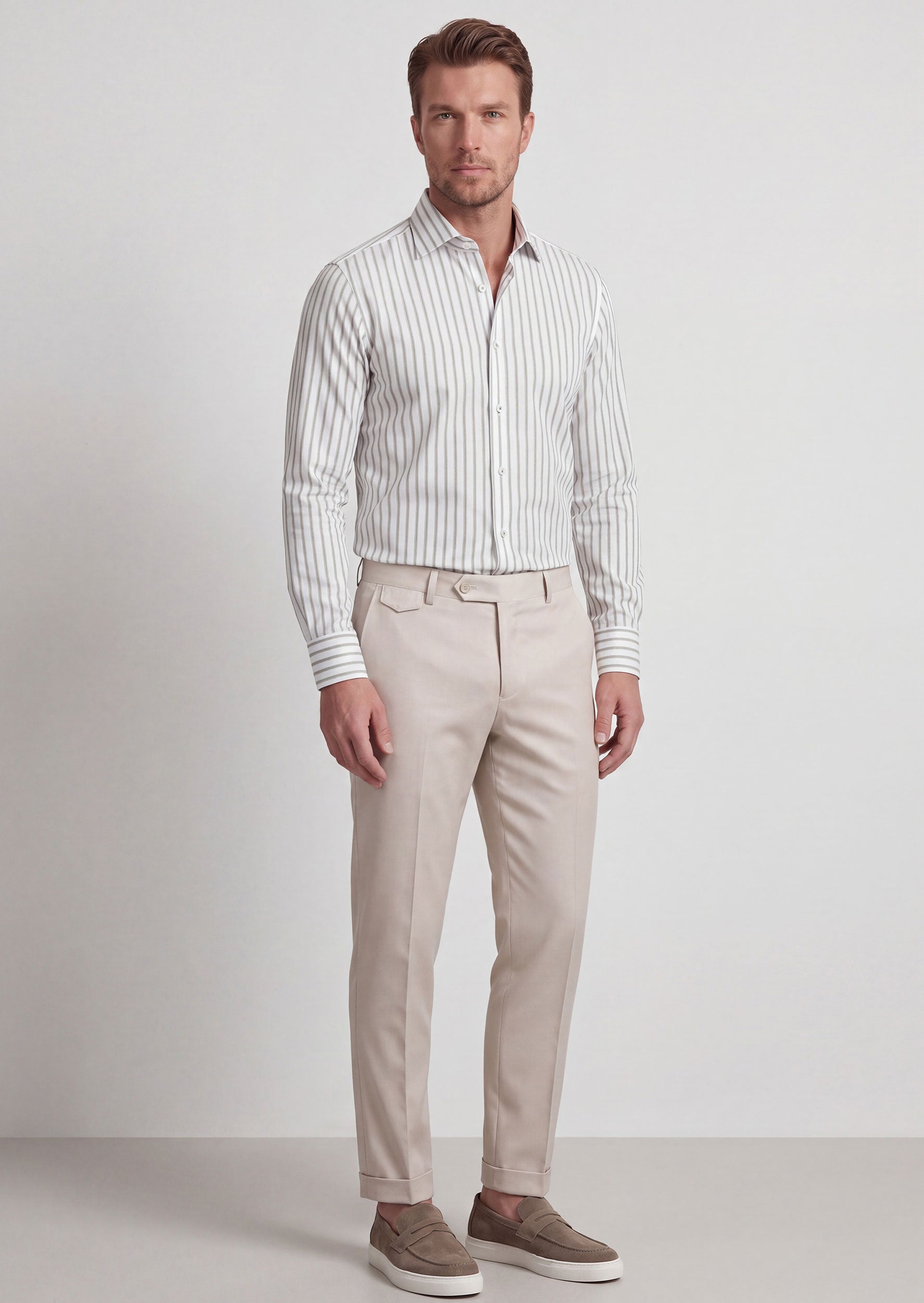 White - Khaki Long Sleeve Shirt