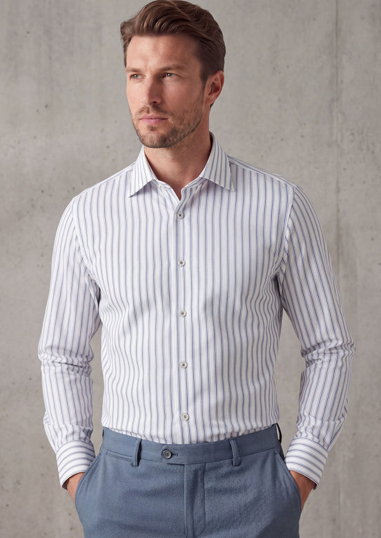 White - Indigo Long Sleeve Shirt