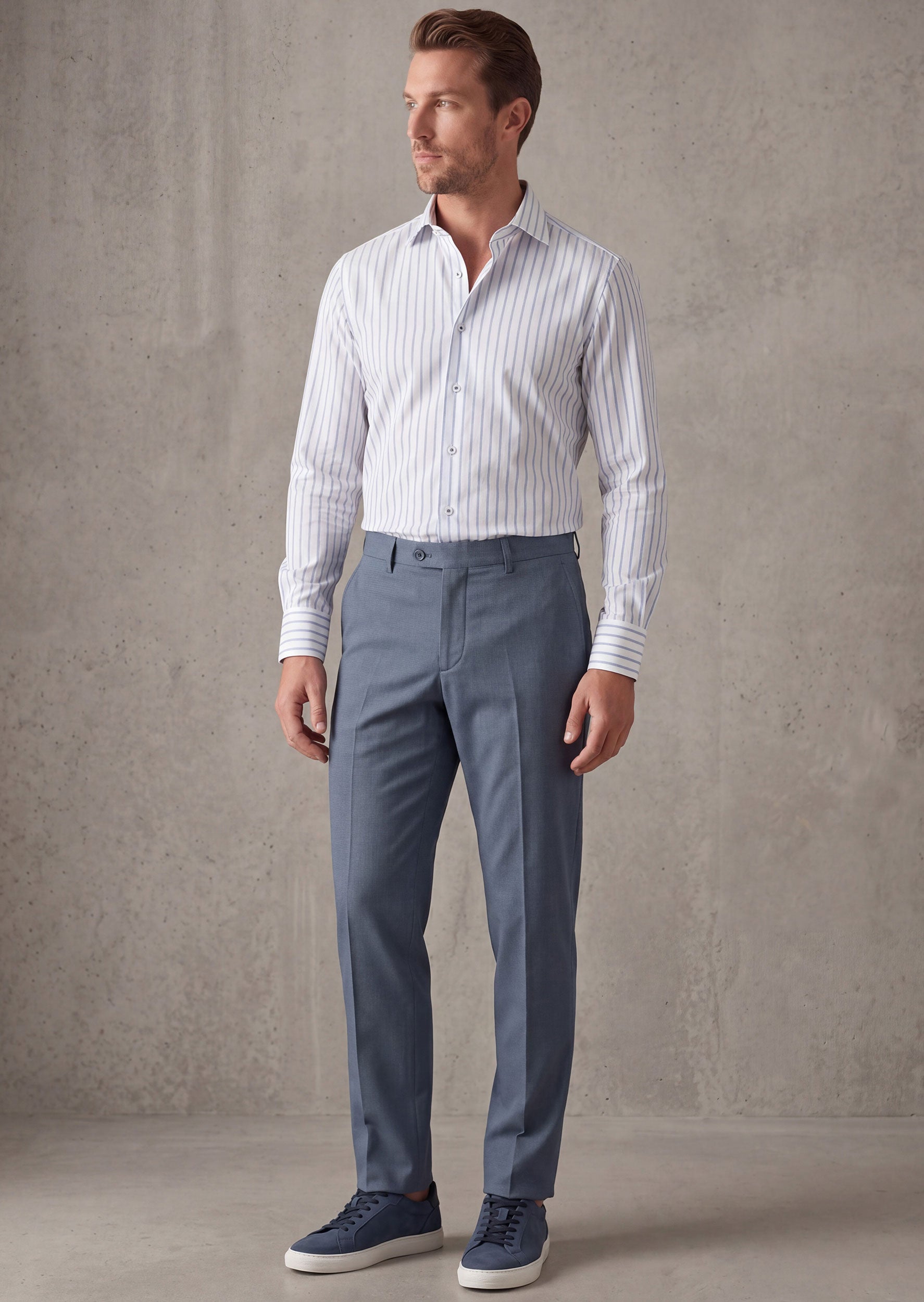 White - Indigo Long Sleeve Shirt