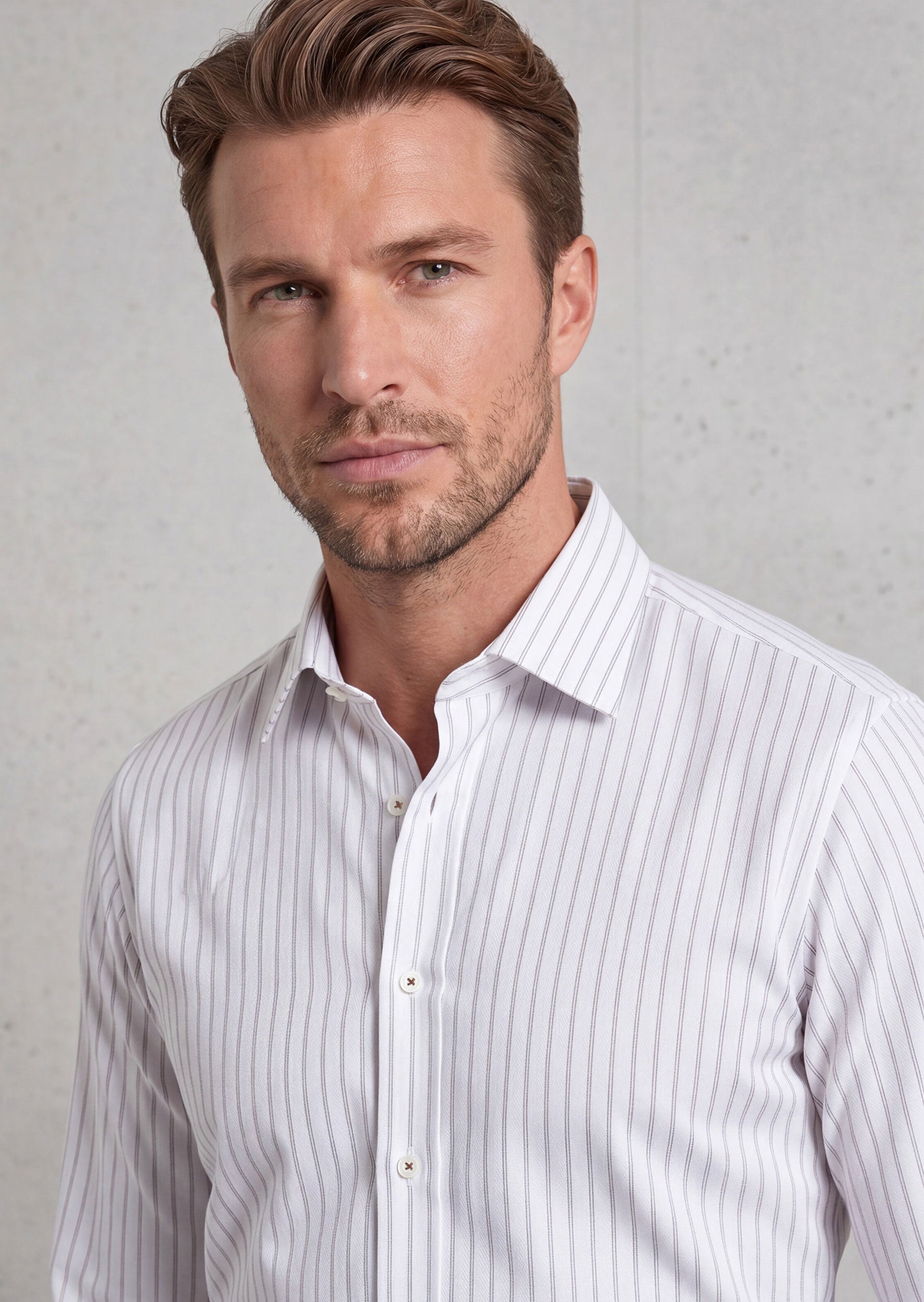 White - Brown Long Sleeve Shirt