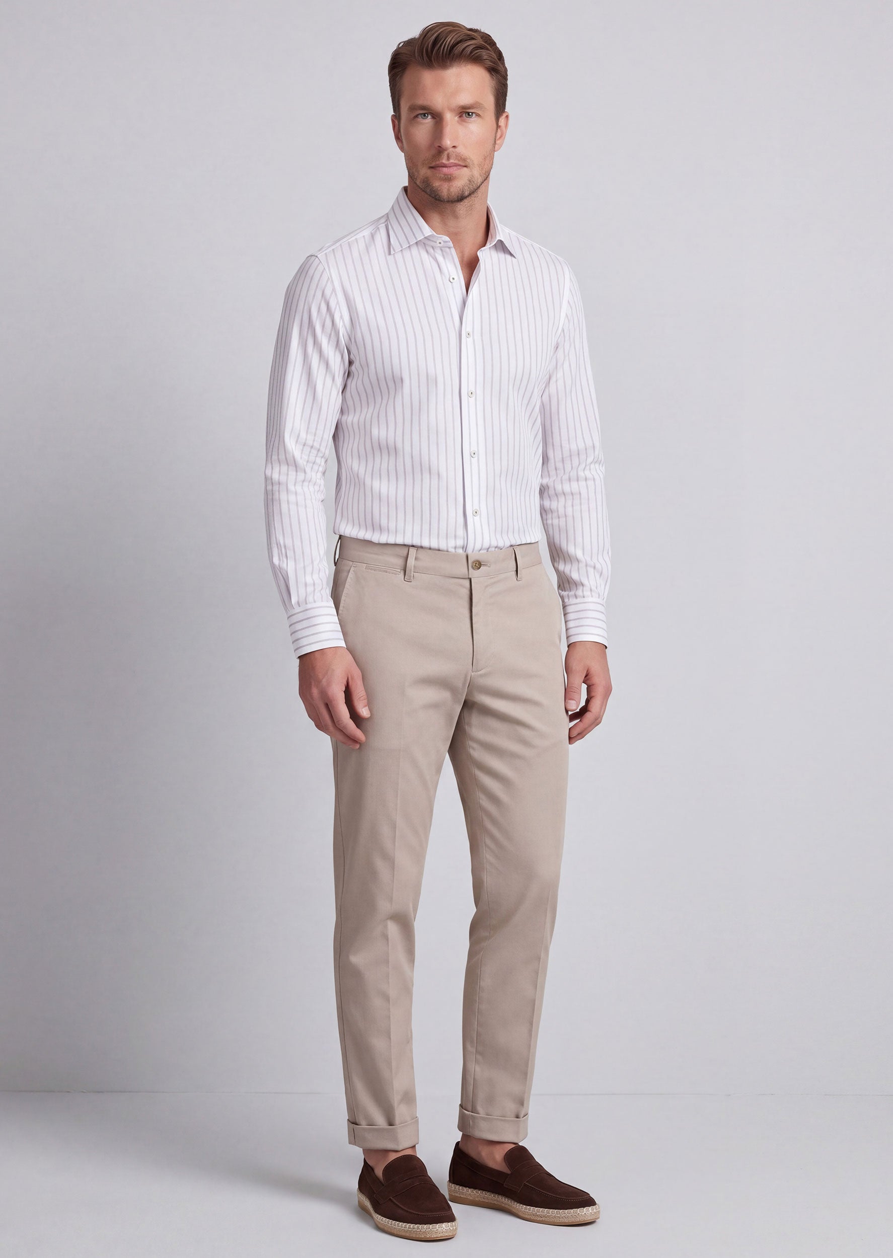 White - Brown Long Sleeve Shirt