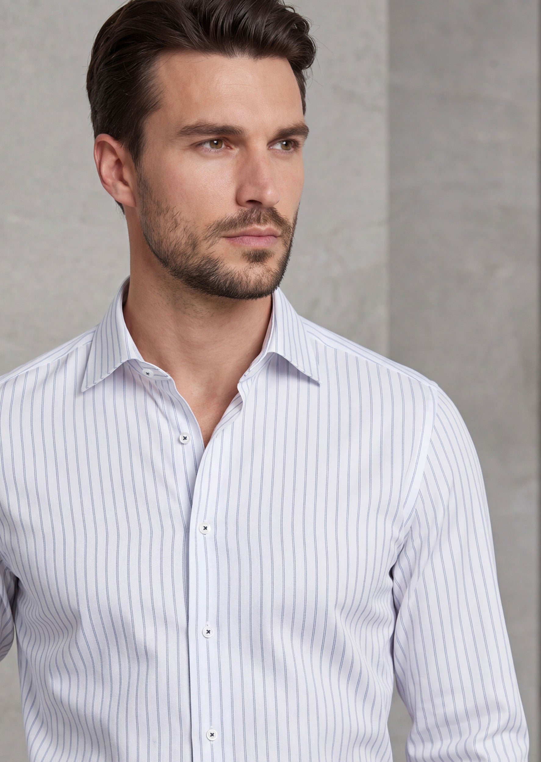 White - Navy Long Sleeve Shirt