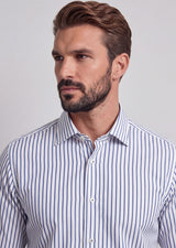 White - Navy Long Sleeve Shirt