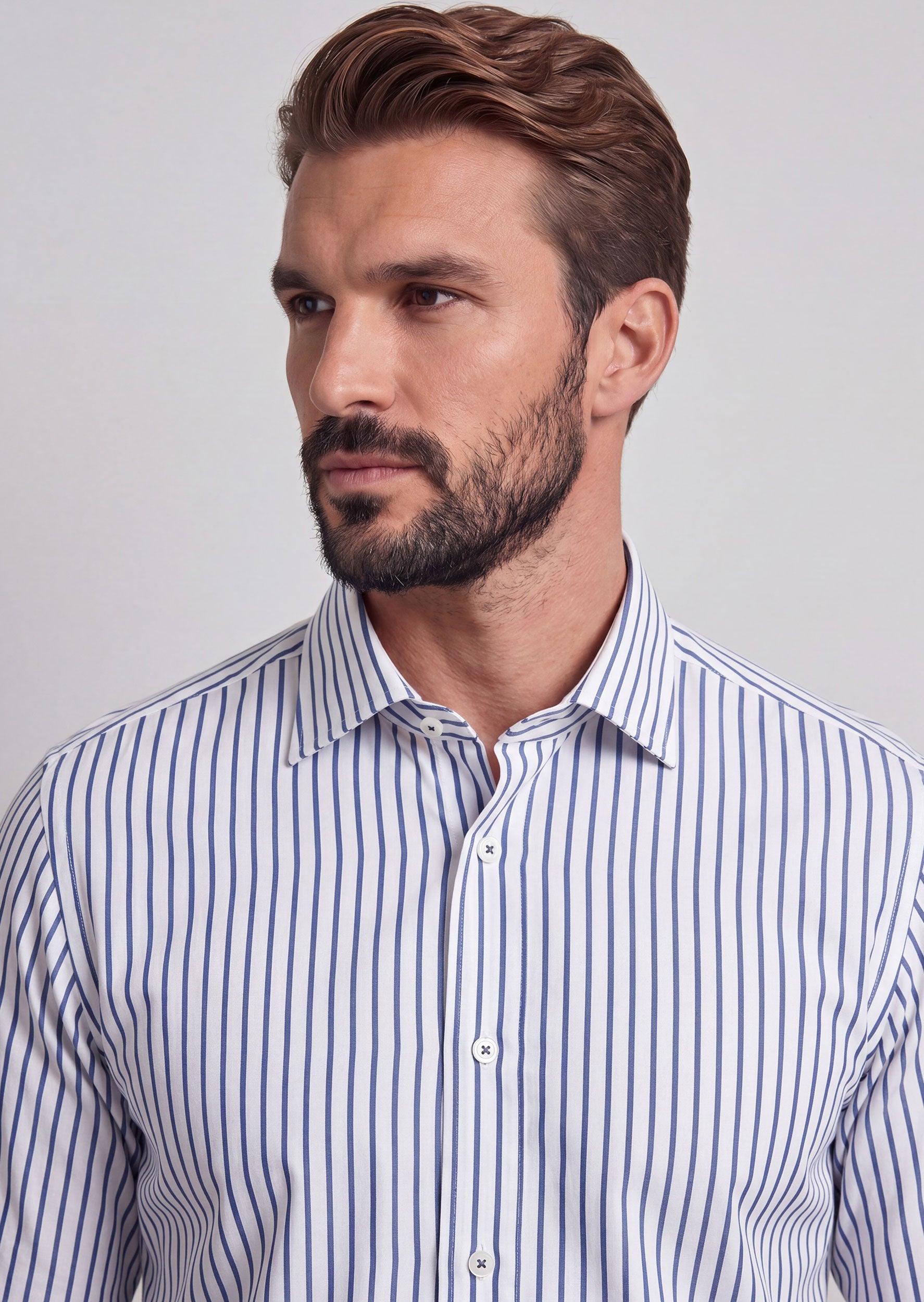 White - Navy Long Sleeve Shirt