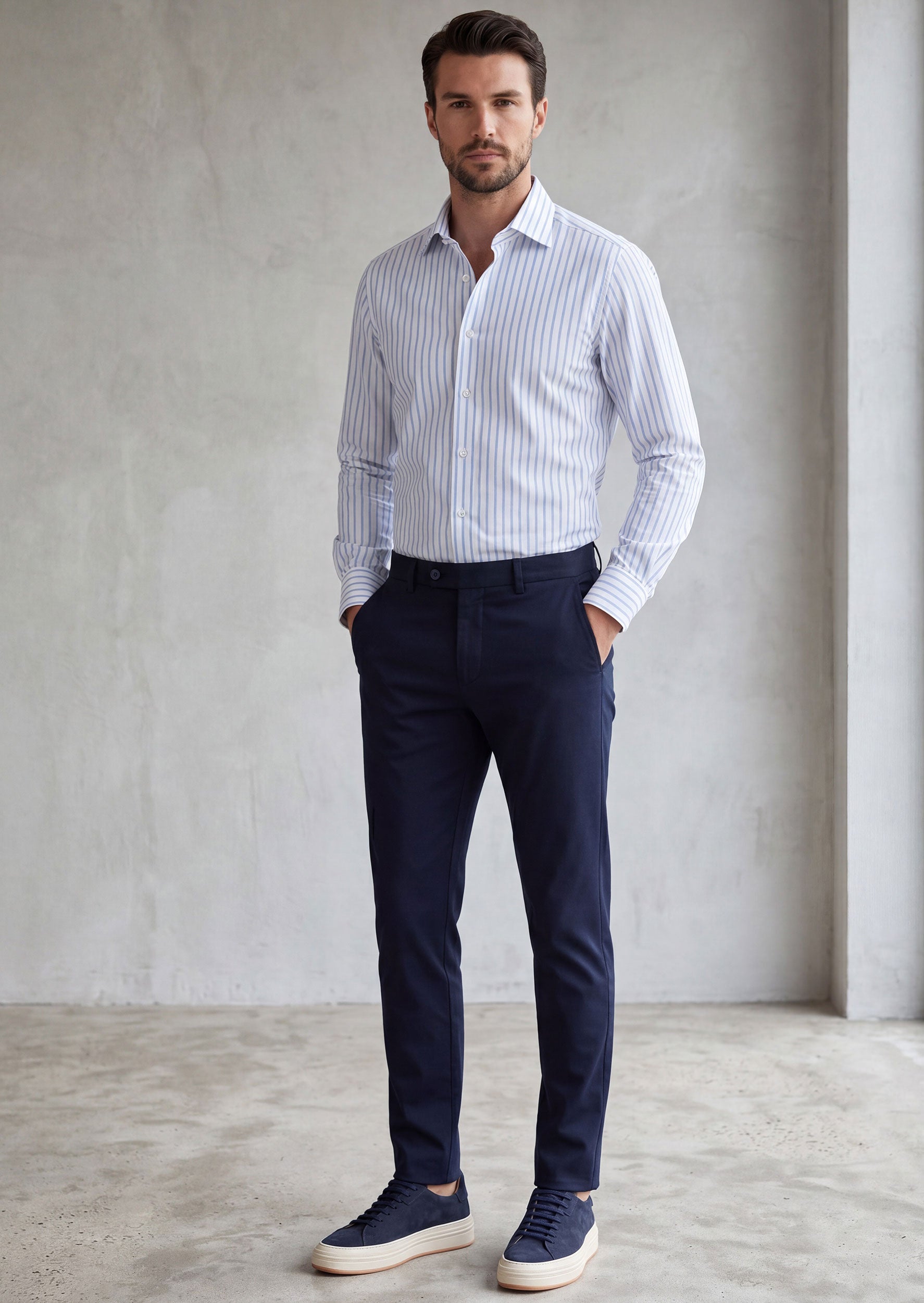 White - Blue Long Sleeve Shirt