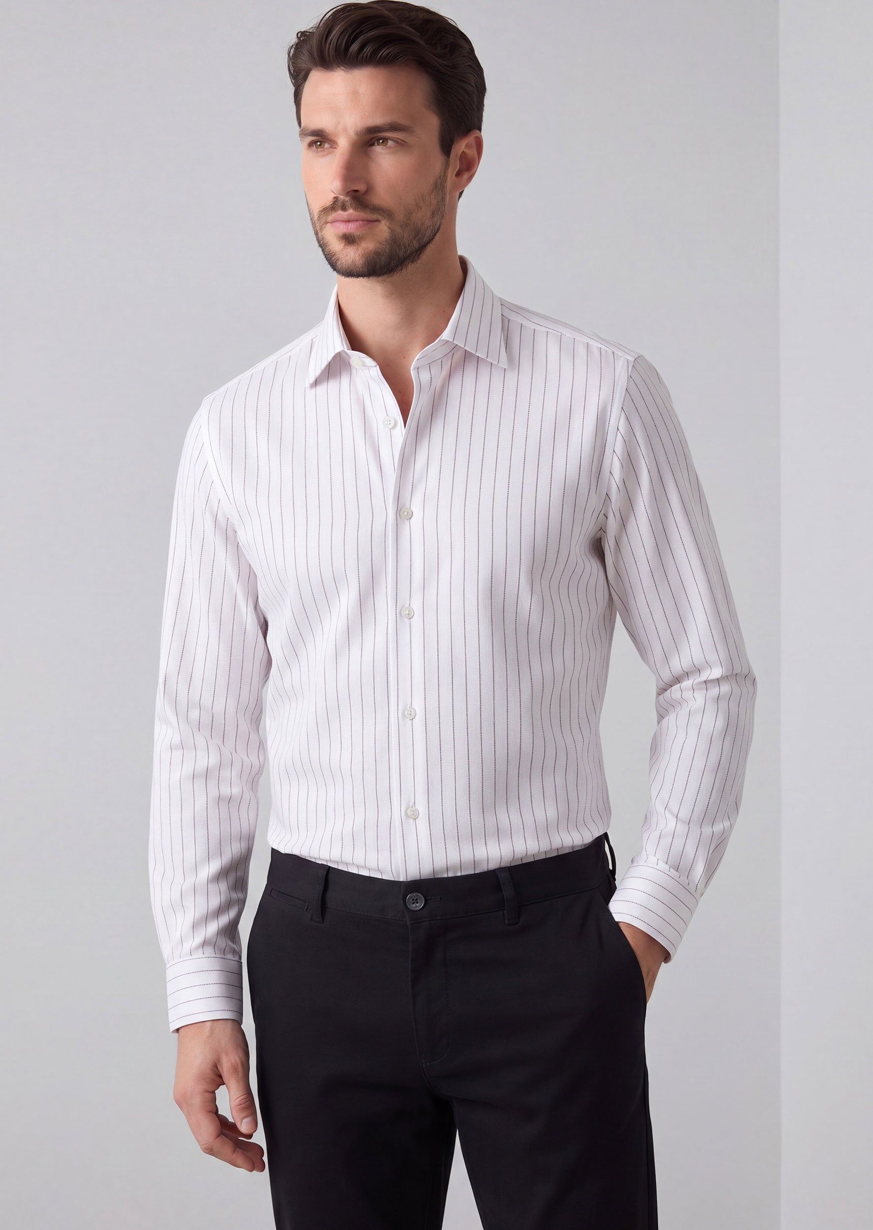White - Burgundy Long Sleeve Shirt
