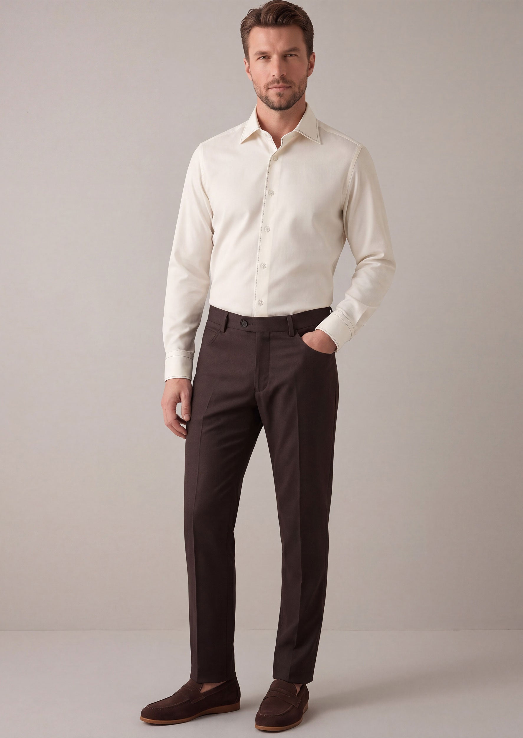Cream Plain Shirt