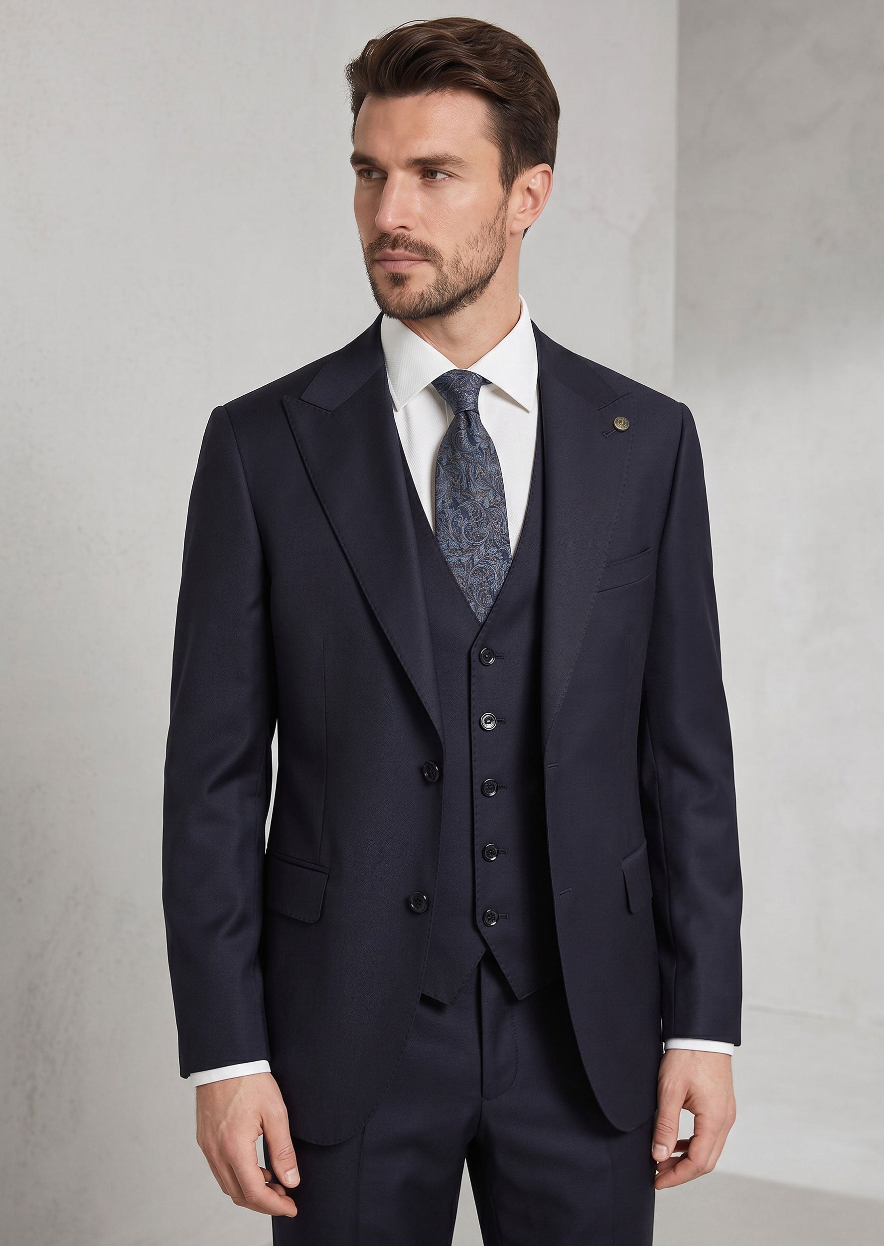 Dark Navy Three-Piece Suit