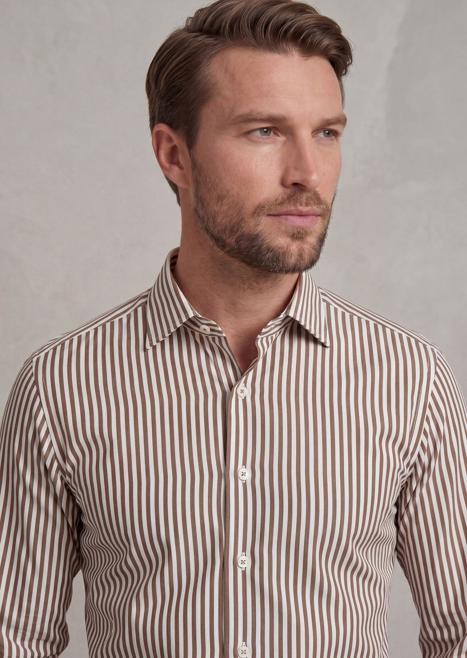 White - Brown Long Sleeve Shirt