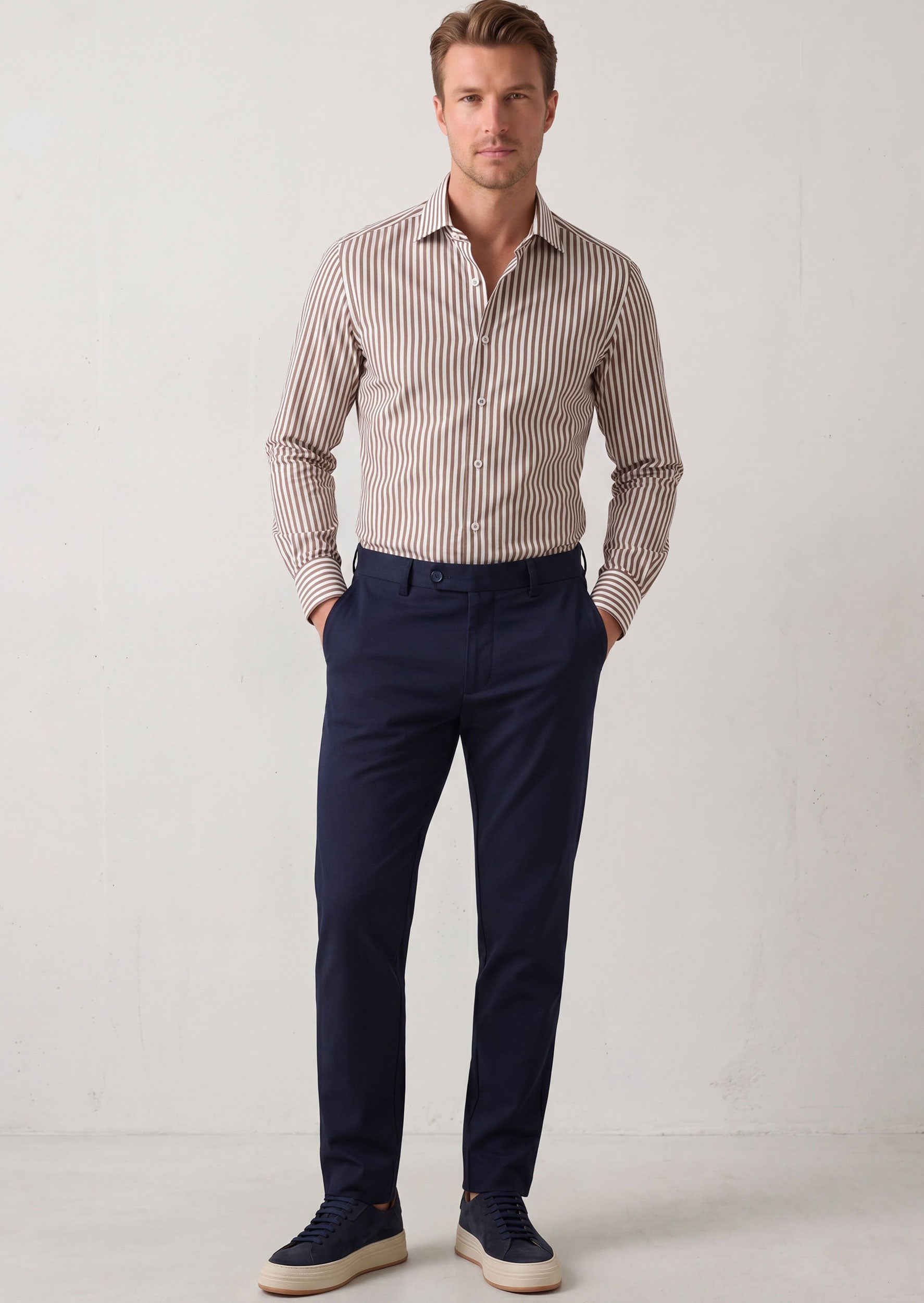 White - Brown Long Sleeve Shirt